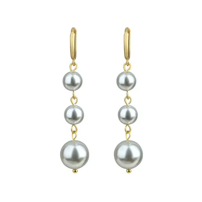 Boucles d'oreilles en perles naturelles, amulette de mode, designer, plaqué or 18 carats, accessoire
