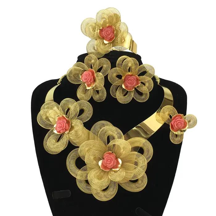 NigWin-Ensembles de bijoux plaqués or pour femmes, costume de mariage pour patients, collier africai