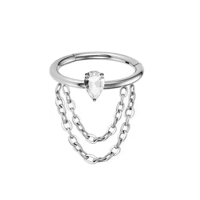 Chaîne conque Piercing Cartilage boucle d'oreille goutte d'eau Clicker 316L acier inoxydable Daith C