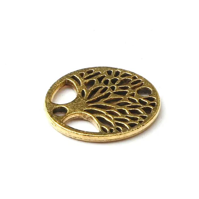 Pendentif Arbre de Vie Rond Creux Vintage Argenté pour Fabrication de Bracelets et Colliers DIY, Acc