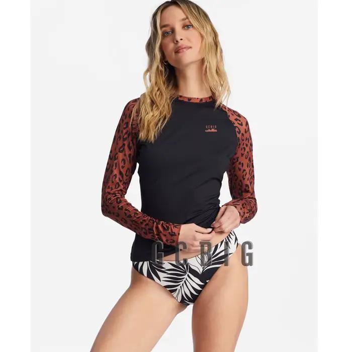 2025 vêtements de natation femmes à manches longues imprimé chemises de Surf Upf 50 + maillot de bai