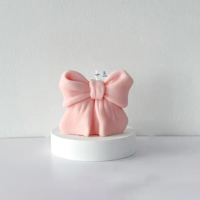 Bougie aromatique tridimensionnelle avec nœud papillon 3D, bougies parfumées d'aromathérapie, cadeau