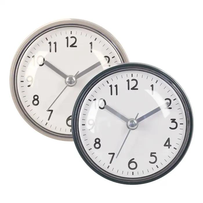 Horloge de salle de bain étanche à ventouse, facile à lire, avec alarme, 3 pouces, fonctionne à piles, petite horloge de salle de bain pour la maison, le bureau, la chambre