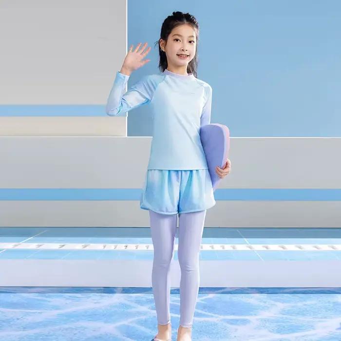 Ensemble de maillot de bain pour filles, manches longues, Protection UV, haut + short + Leggings de bain, vêtements de plage