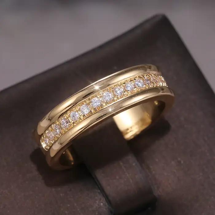 Bague en Zircon plaqué or véritable 14K, sans allergie, nouvelle mode, exquise, élégante, bracelet de mariage pour femmes, cadeau d'anniversaire