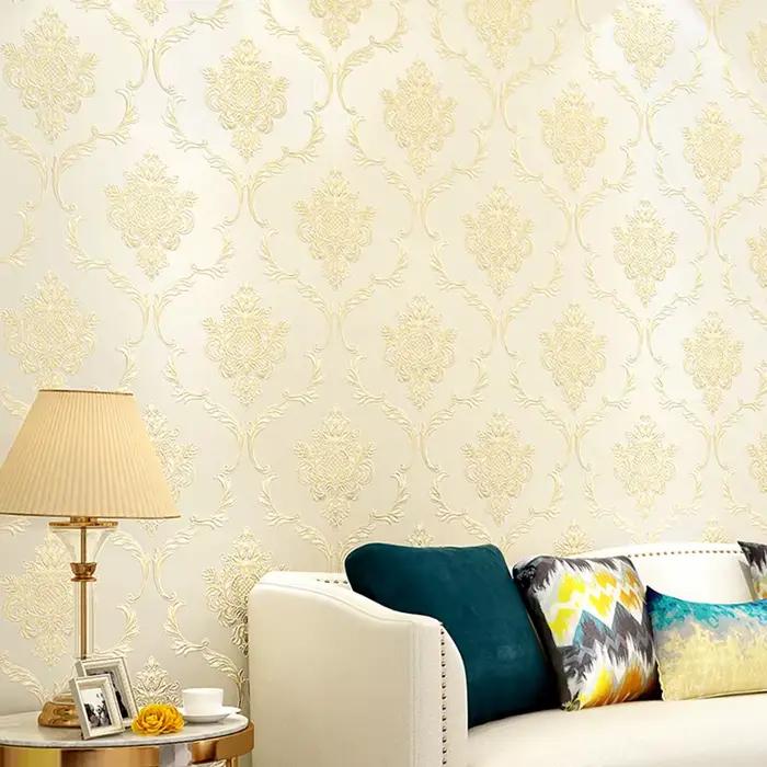 Papier peint de style européen pour murs de chambre à coucher, damas 3D, non tissé, salle à manger, salon, canapé, fond TV, papiers peints, décoration d'intérieur