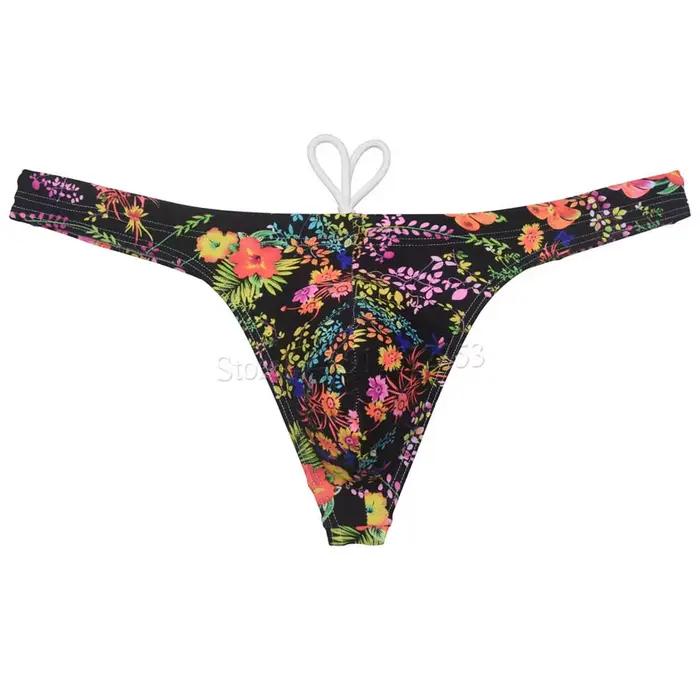 Maillot de bain string sexy pour homme, mini T-back, avec cordon de serrage interne, séchage rapide, taille basse, style bikini