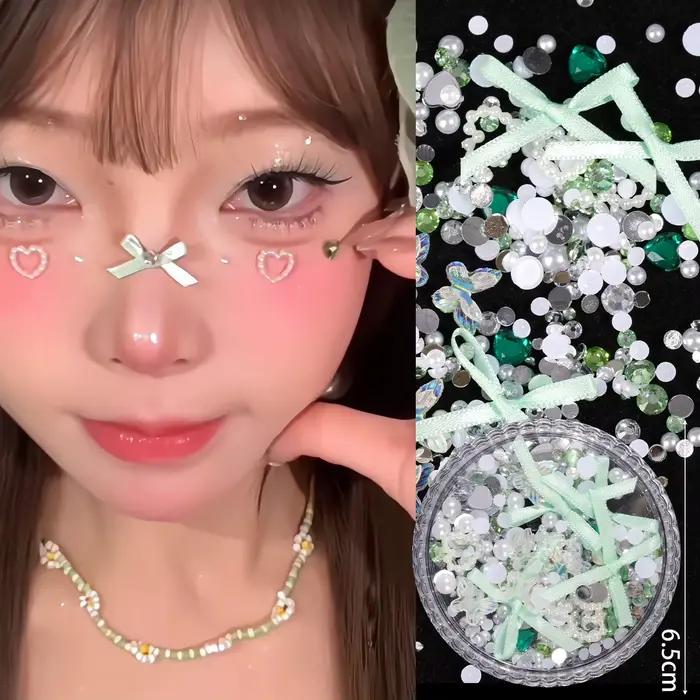 Doux visage bijoux décoration 3D arc amour cristal papillon diamant maquillage du visage bricolage strass paillettes tatouages temporaires