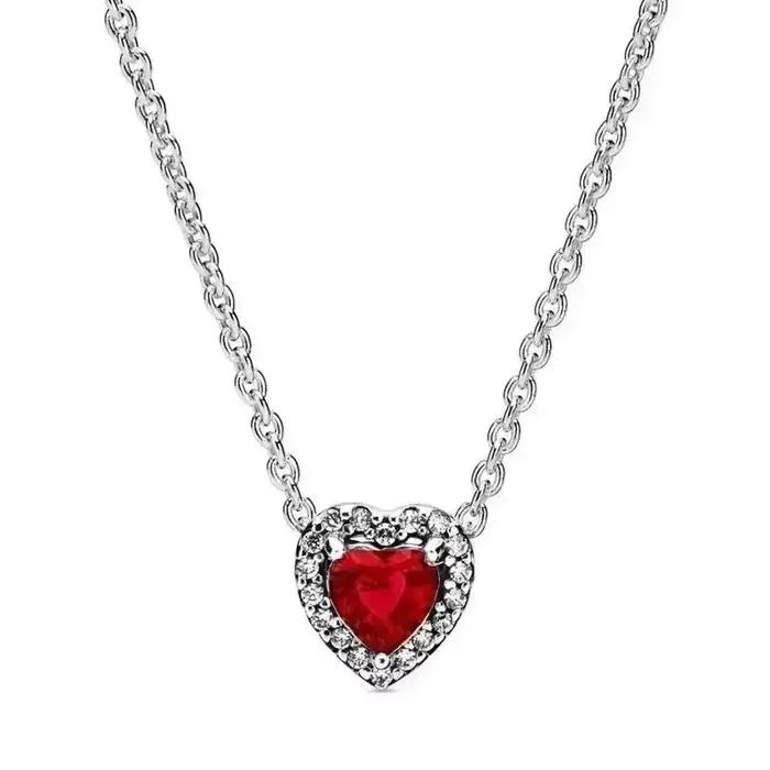 Cadeaux romantiques pour la Saint-Valentin, collier luxueux en argent pur 925% multi-styles en forme de cœur, zircon glamour, bijoux pour femmes