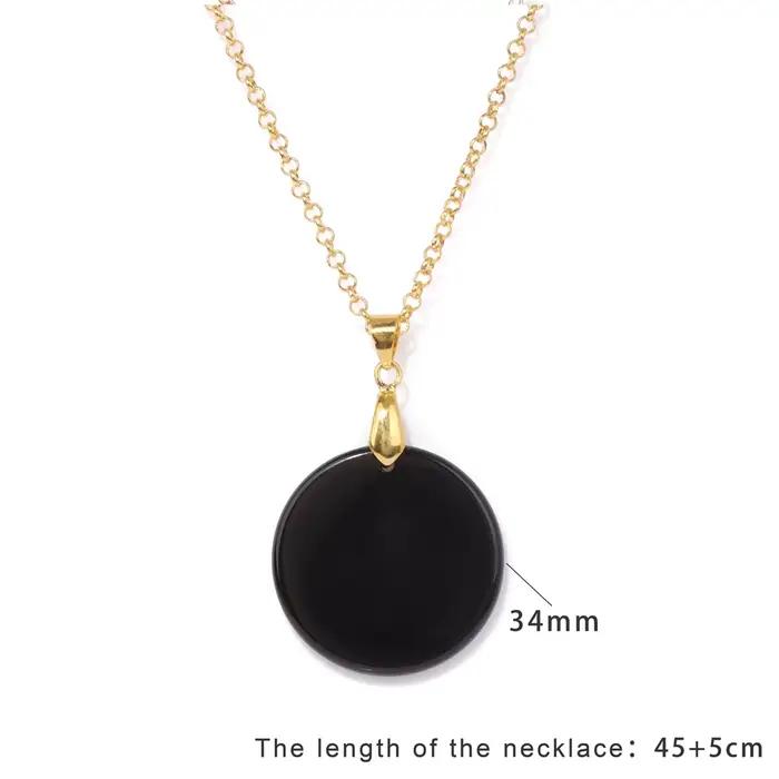 Collier Ras du Cou avec Pendentif Rond en Pierre Naturelle d'Œil de Tigre