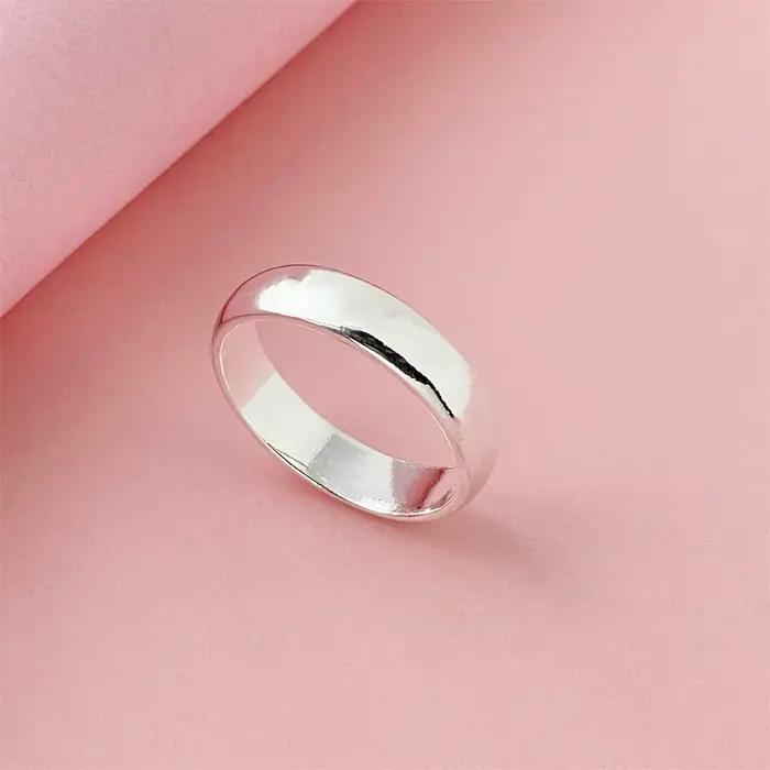 Bague en argent Sterling 925 de haute qualité, ronde et lisse, Simple, à la mode, bijoux de fête pour femmes, taille 5 6 7 8 9 10 11