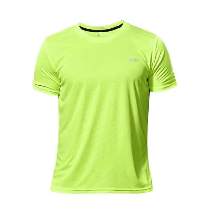 T-shirt basique à col rond pour homme, 2024 polyester, blanc uni, décontracté, haute qualité, course à pied, été, nouveau, 100%