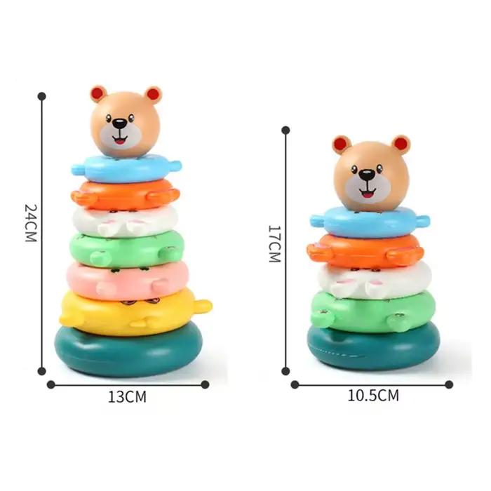 Tour pyramide arc-en-ciel Montessori, jouet de bain pour bébé, anneaux empilables d'apprentissage précoce, jouets sensoriels, cadeau d'anniversaire et de noël pour enfants