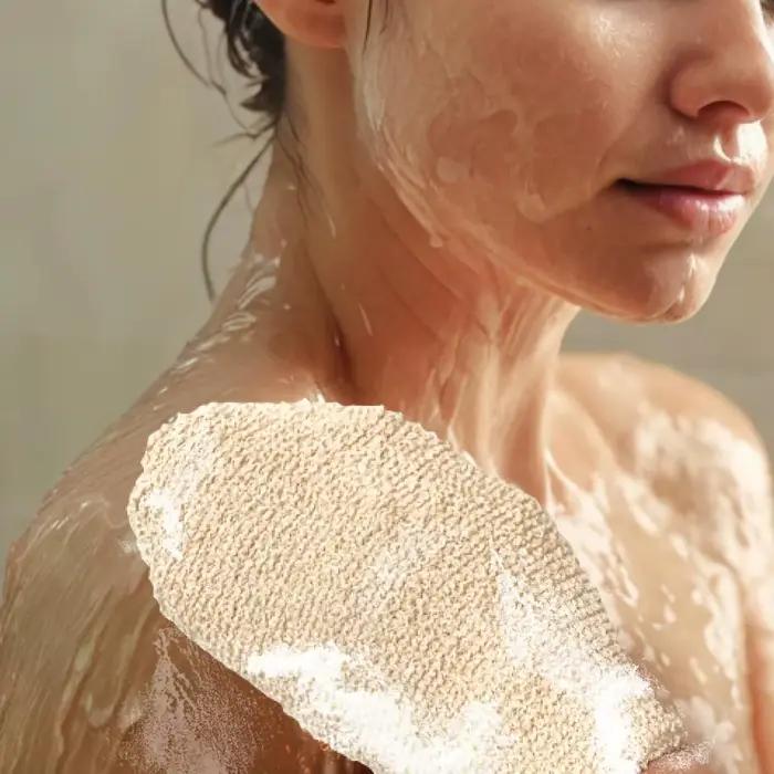 Gants de bain en chanvre – Mitaines de douche naturelles pour gommage corporel, gants exfoliants doux pour hommes et femmes, soins de la peau
