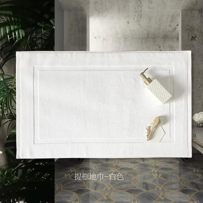 Tapis de bain blanc épais en jacquard pour SPA, hôtel et maison, gris, 100% coton, antidérapant, absorbant l'eau, serviette de bain