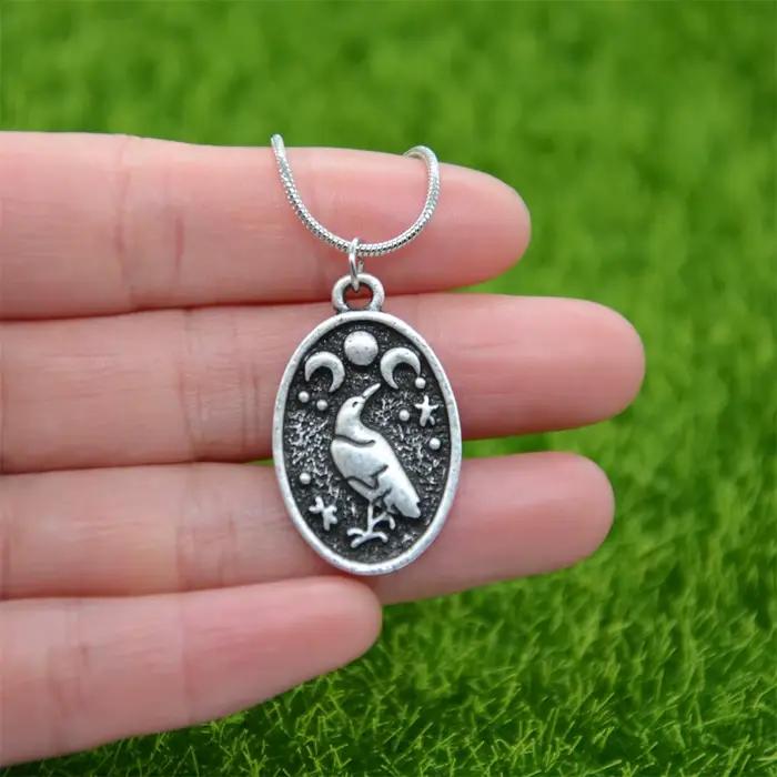 Odin corbeau Triple lune déesse Viking pendentif collier Wicca païen Talisman amulette sorcellerie bijoux saint valentin cadeau
