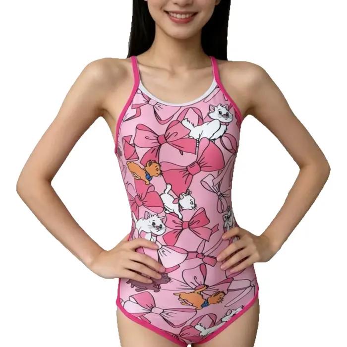 Maillot de bain de compétition professionnel une pièce en Lycra pour femme, coupe conservatrice, motif dessin animé, idéal pour l'entraînement en piscine, exclusivité étudiante