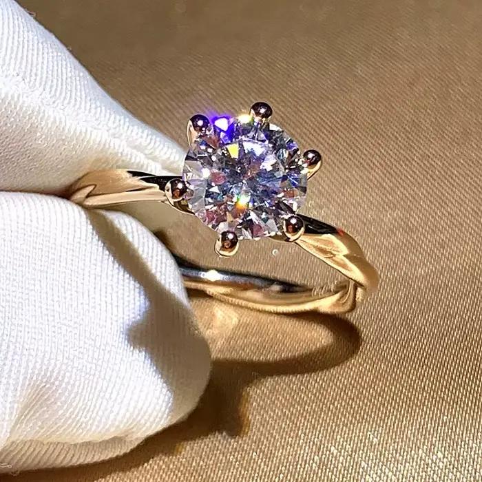Bague en Zircon plaqué or véritable 14K, sans allergie, nouvelle mode, exquise, élégante, bracelet de mariage pour femmes, cadeau d'anniversaire