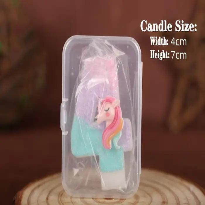 Bougies numériques licorne de dessin animé 0-9 chiffres, pour enfants, fête d'anniversaire, Festival, décoration de gâteau, accessoires d'ambiance, bougie à thème amusant