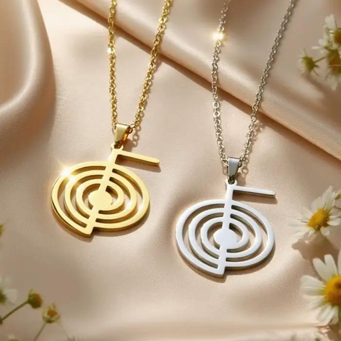 Reiki Cho Ku Rei collier guérison Énergie Yoga force pendentif divin géométrique protection Talisman bijoux en acier