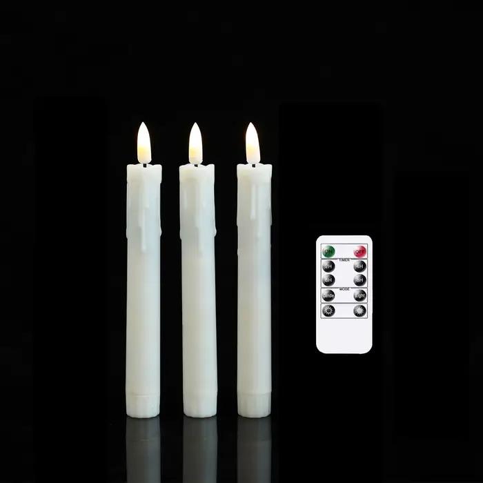 Paquet de 7 pouces de 3 bougies décoratives LED télécommandées, bougies de mariage électroniques sans flamme à piles avec minuterie