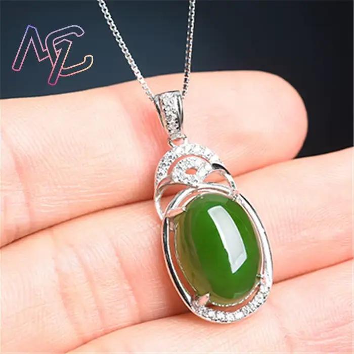 Collier pendentif en Jade naturel vert