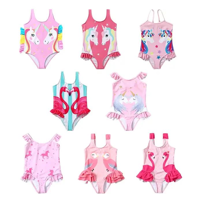 Maillot de bain d'été 2026 pour enfants, maillot de bain une pièce sans manches à motif de dessin animé mignon pour filles de 2 à 8 ans, culotte de bain pour bébés