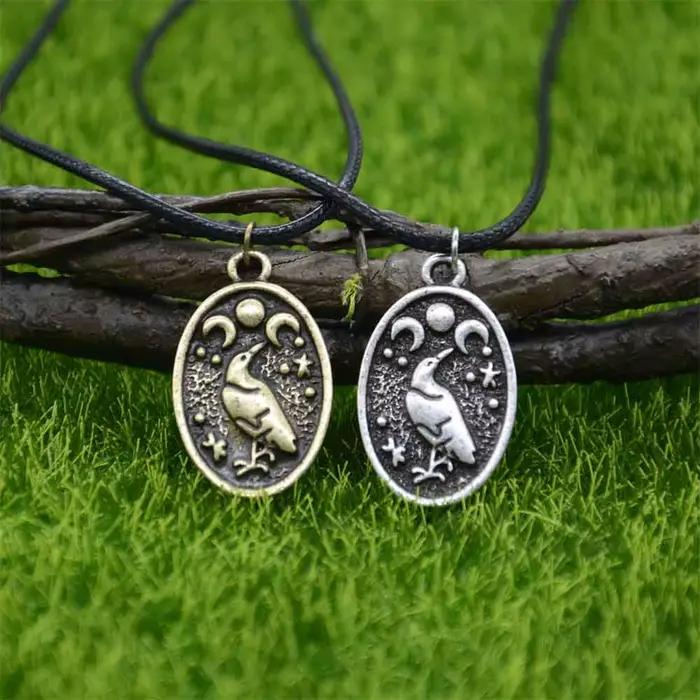 Odin corbeau Triple lune déesse Viking pendentif collier Wicca païen Talisman amulette sorcellerie bijoux saint valentin cadeau