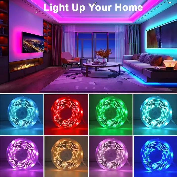 Bande lumineuse Led pour synchronisation de musique, avec contrôle par application, ruban lumineux Flexible pour décoration de fête à domicile, rétro-éclairage TV