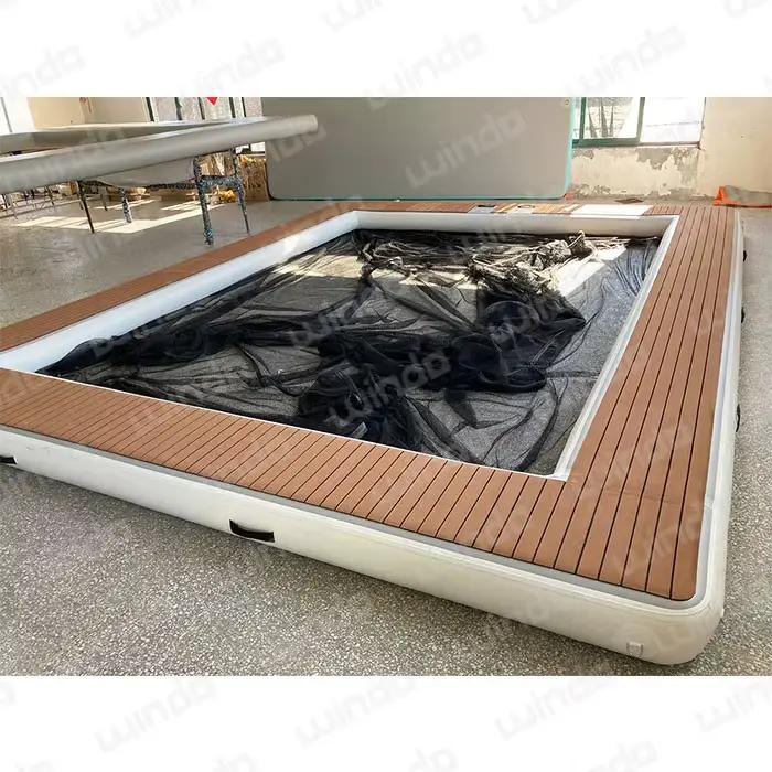 Plateau de bain gonflable d'île de plate-forme flottante de piscine de mer de pont de fosse de fête d'océan d'eau de teck