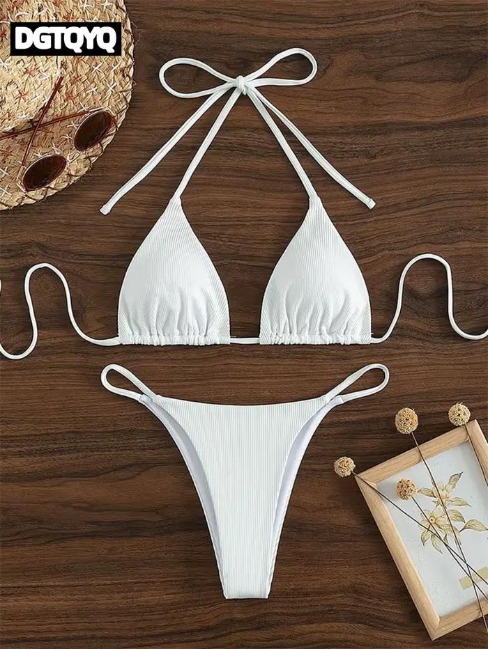 Maillot de bain d'été pour femmes, ensemble bikini sexy, soutien-gorge rembourré push-up, string, deux pièces, vêtements de plage, maillot de bain féminin sexy