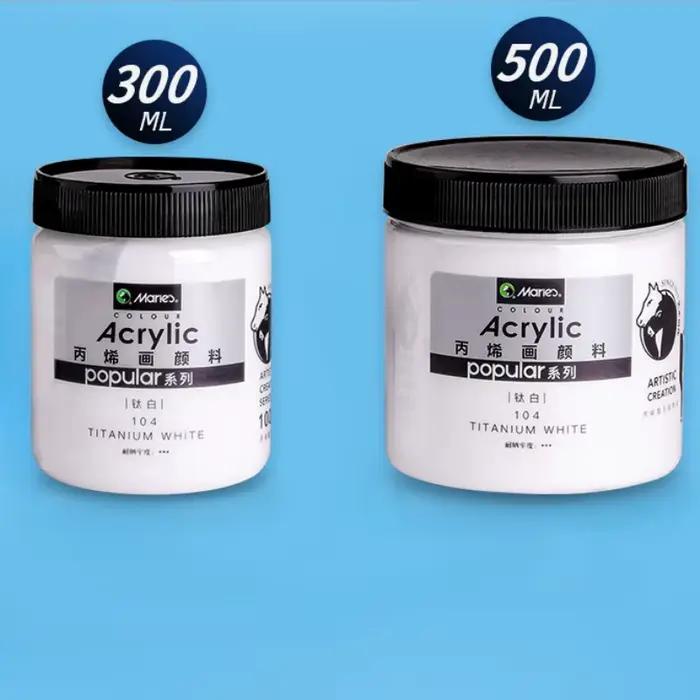 Peinture acrylique blanche en bouteille de 300/500ml, imperméable, résistante au soleil, ne se décolore pas, peinture murale dessinée à la main, bricolage, Pigment d'art de dioxyde de titane