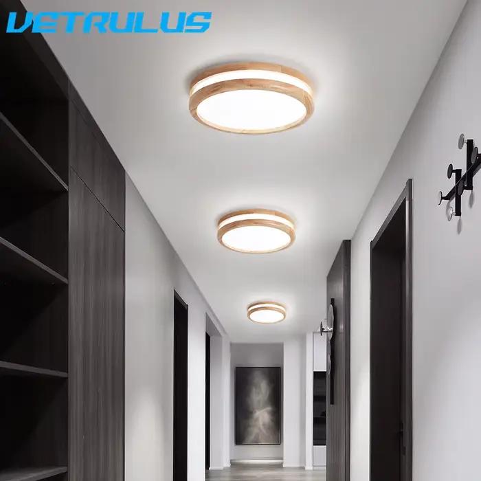 Plafonnier LED en Bois au Design Moderne, Luminaire Décoratif d'Nik, Idéal pour un Couloir, une Chambre à Coucher ou un délégations