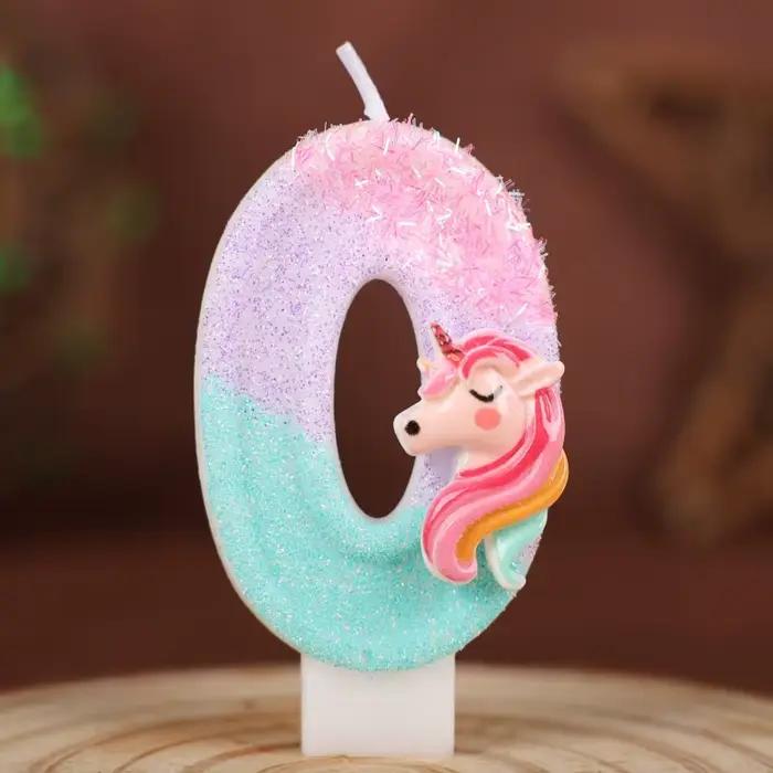 Bougies numériques licorne de dessin animé 0-9 chiffres, pour enfants, fête d'anniversaire, Festival, décoration de gâteau, accessoires d'ambiance, bougie à thème amusant