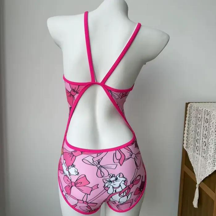 Maillot de bain de compétition professionnel une pièce en Lycra pour femme, coupe conservatrice, motif dessin animé, idéal pour l'entraînement en piscine, exclusivité étudiante