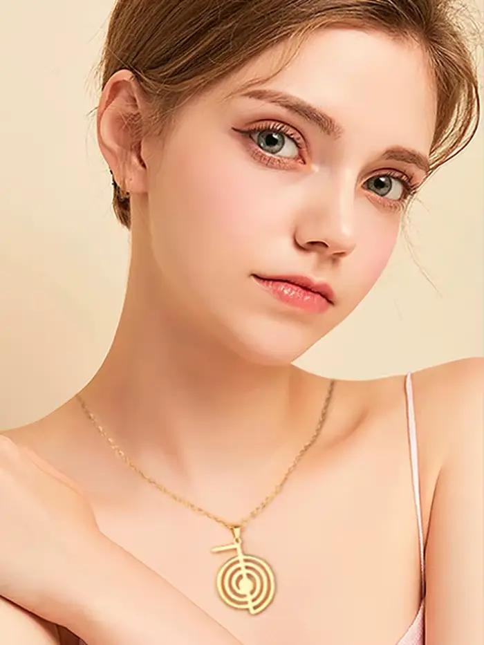 Reiki Cho Ku Rei collier guérison Énergie Yoga force pendentif divin géométrique protection Talisman bijoux en acier
