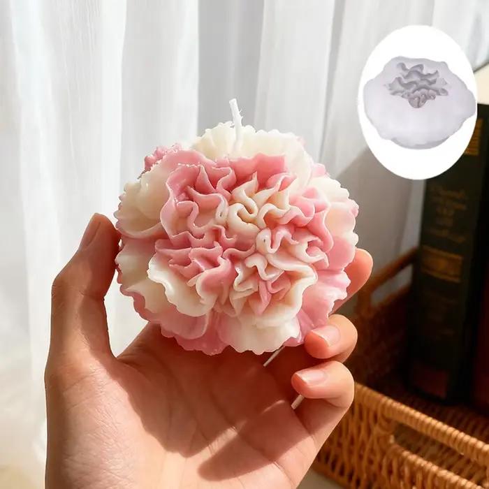 Moule à bougie en forme de carnation avec des pétales 3D incroyablement réalistes