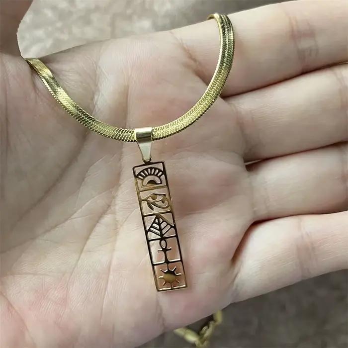 Collier de Hiéroglyphes Égyptiens en Acier Inoxydable