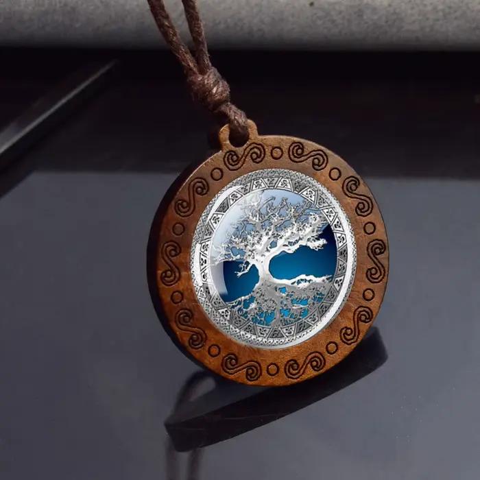 Collier Cabochon en verre arbre de vie