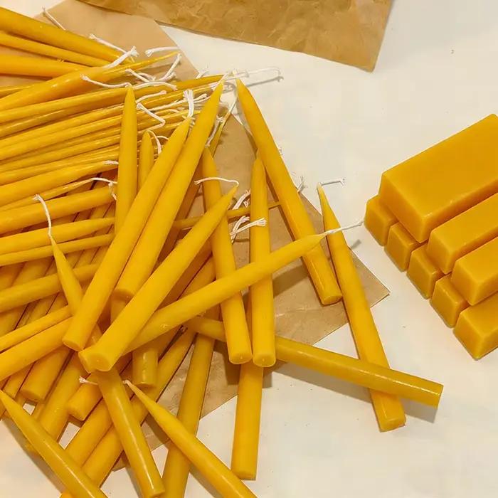 Lot de 10 bougies Hanouka en cire d'abeille naturelle