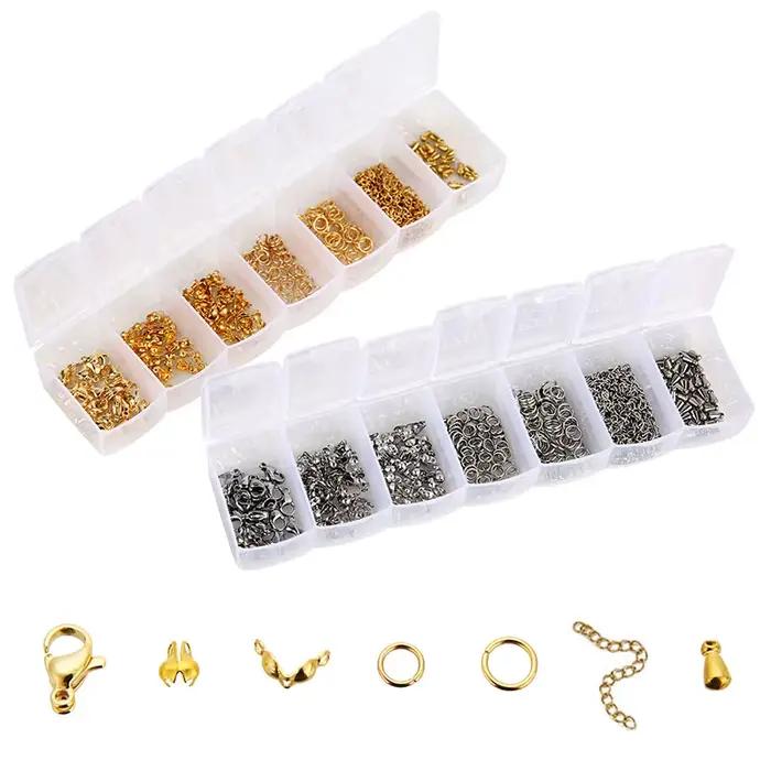Kit de bijoux en acier inoxydable, fabrication de collier, couleur or, fermoirs à homard, anneaux de saut, boucles d'oreilles, crochets, chaîne d'extension pour Bracelet
