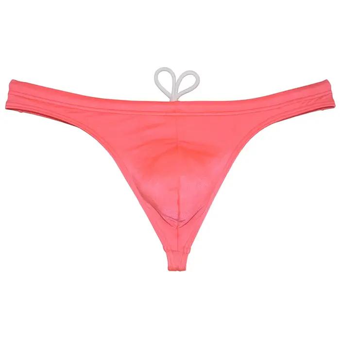Maillot de bain string pour homme, caleçon de plage à cordon de serrage, séchage rapide, extensible, respirant, soyeux