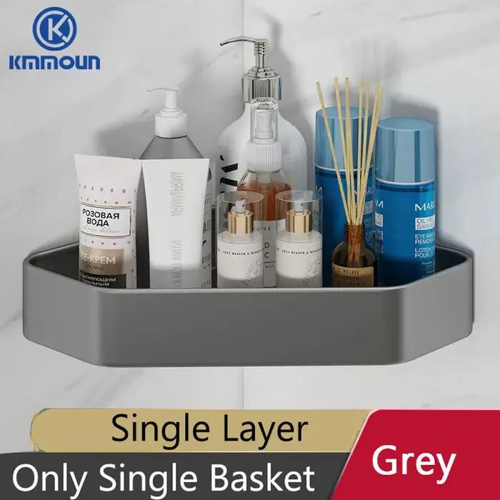 Kmmoun étagère de salle de bain espace d'angle en aluminium salle de bain Triangle panier salle de douche support de rangement mural noir/mat/gris