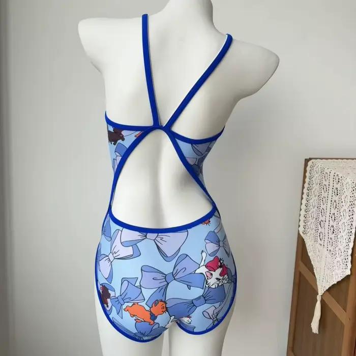 Maillot de bain de compétition professionnel une pièce en Lycra pour femme, coupe conservatrice, motif dessin animé, idéal pour l'entraînement en piscine, exclusivité étudiante