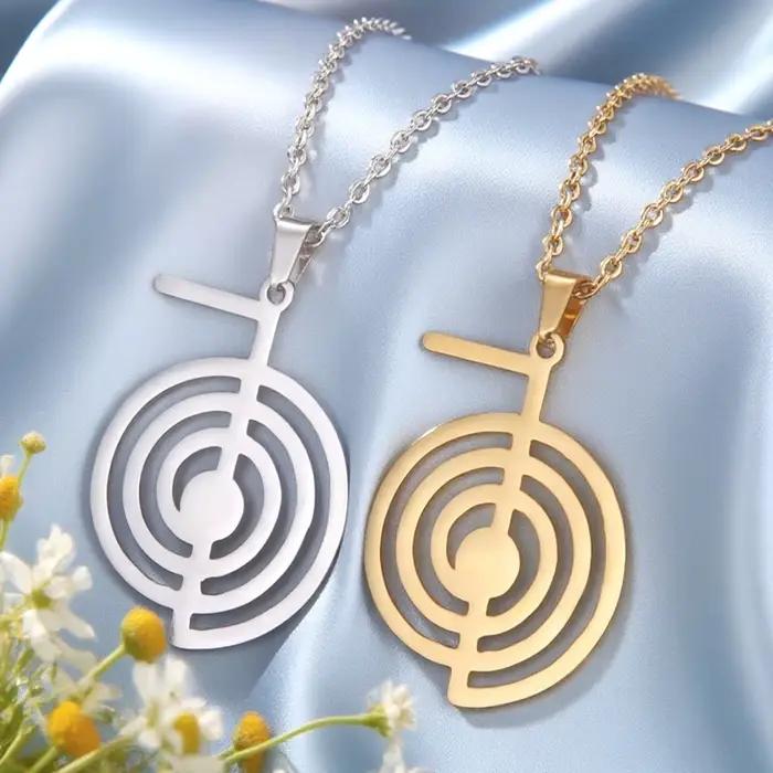 Reiki Cho Ku Rei collier guérison Énergie Yoga force pendentif divin géométrique protection Talisman bijoux en acier