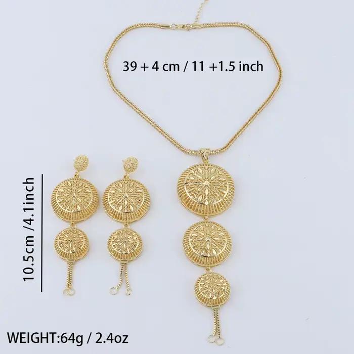 Ensemble de bijoux de luxe pour femmes, dubaï, à la mode, boucles d'oreilles, collier, cadeau pour mariage, indien, arabe, plaqué or, pour fête