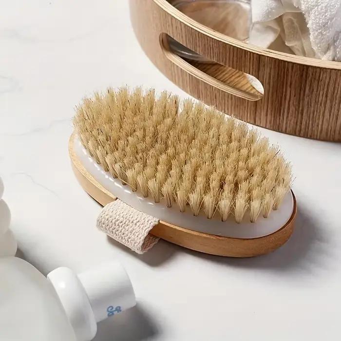 Brosse de douche à poils naturels | Exfoliant doux et renouvellement de la peau | Masseur de spa à domicile | Parfait