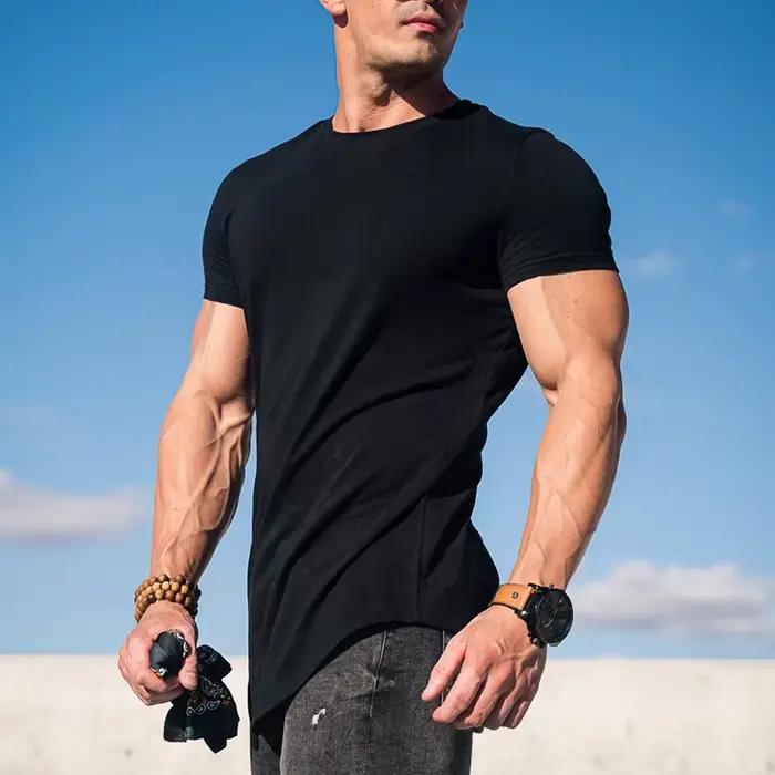Sport Fitness T-shirt hommes musculation à manches courtes chemise d'entraînement entraînement Sport course Gym T-shirt été hauts T-shirt Rashgard
