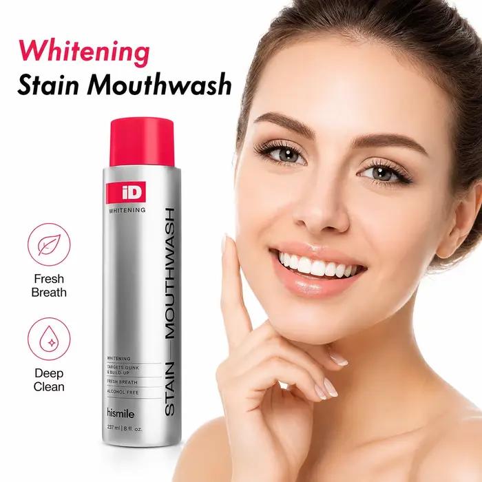 Bain de bouche blanchissant anti-taches 237ml – Haleine fraîche, sans alcool, doux pour l'hygiène buccale quotidienne et les soins bucco-dentaires pour gencives sensibles