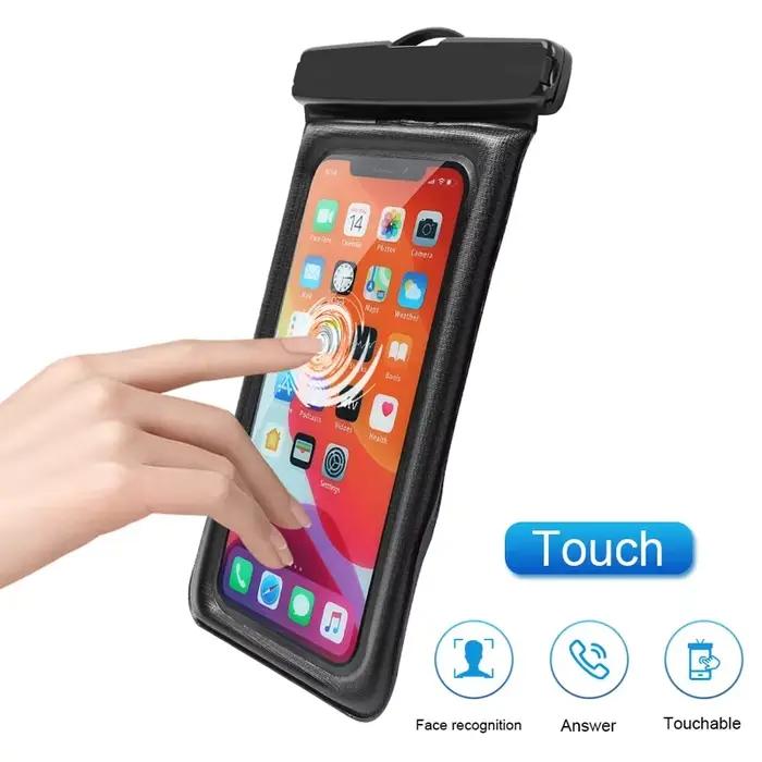 Pochette étanche transparente en PVC pour téléphone, sac étanche à écran tactile lumineux avec fermeture hermétique pour la natation, la plongée, les sources chaudes, le rafting